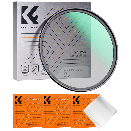 Picture of K&F Concept 77mm Black Diffusion 1/8 Filter, Mist Dreamy Cinematic Effec Filter for Video/Vlog/Portrait Photography K-Series