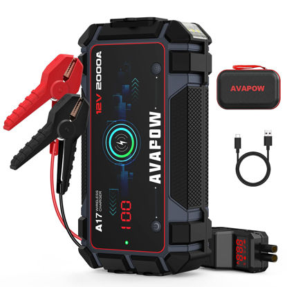 Picture of AVAPOW Car Jump Starter 2000A Peak Jump Boxes for Vehicles(12V 8L Gas/6.5L Diesel Engine) Equipped Fast Wireless Charging Jump Starter Battery Pack