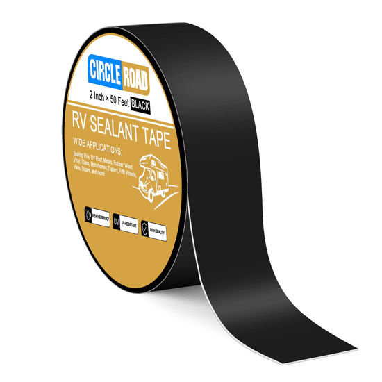 Picture of RV Roof Tape Black, 2 Inch X 50 Feet RV Repair Sealant Tape, Stop Camper Roof Leaks, UV-Resistant, Weatherproof and Durable for Camper, Trailer, Boat (2In-50FT Black)