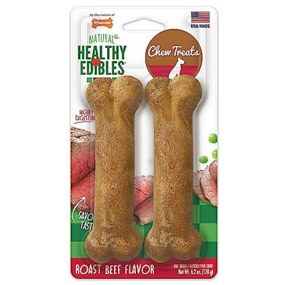 Picture of Nylabone Healthy Edibles Long-Lasting Dog Treats - Natural Dog Treats for Medium Dogs - Dog Products - Roast Beef Flavor, Medium/Wolf (2 Count)