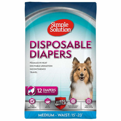 Picture of Simple Solution True Fit Disposable Dog Diapers for Female Dogs | Super Absorbent with Wetness Indicator | Medium | 12 Count