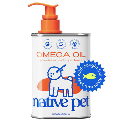 Picture of Native Pet Omega Oil for Dogs - Dog Fish Oil Supplements with Omega 3 EPA DHA - Supports Itchy Skin + Mobility - Omega 3 Fish Oil for Dogs Liquid Pump is Easy to Serve - a Fish Oil Dogs Love! (8 oz)