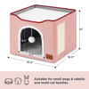 Picture of Bedsure Cat Beds for Indoor Cats - Large Cat Cave for Pet Cat House with Fluffy Ball Hanging and Scratch Pad, Foldable Cat Hideaway,16.5x16.5x13 inches, Pink