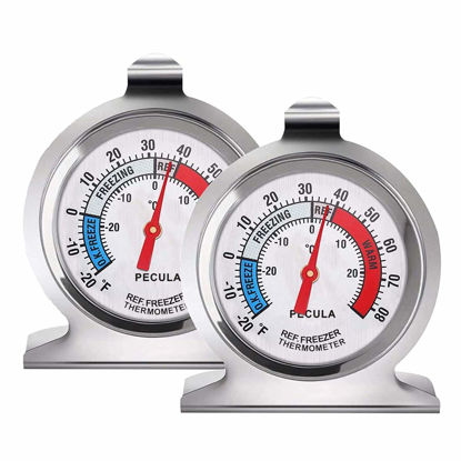 Picture of 2PACK Refrigerator Thermometer, -30-30 deg C/-20-80 deg F, Classic Fridge Thermometer Large Dial with Red Indicator Thermometer for Freezer Refrigerator Cooler