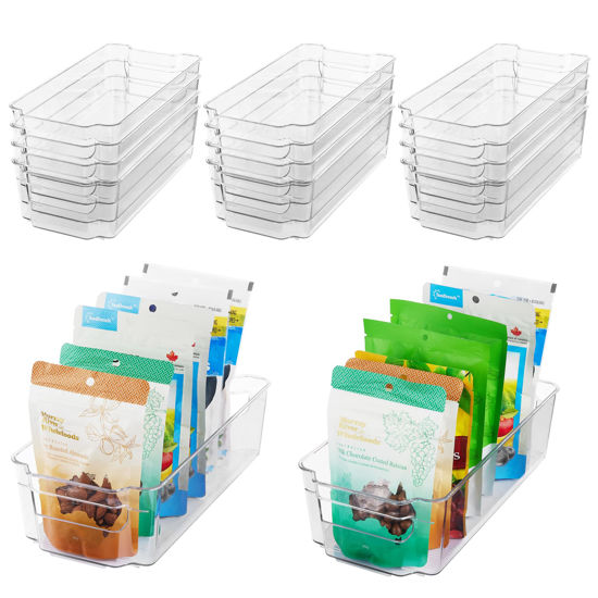 Picture of HOOJO Refrigerator Organizer Bins - 14pcs Clear Plastic Bins For Fridge, Freezer, Kitchen Cabinet, Pantry Organization and Storage, BPA Free Fridge Organizer, 12.5" Long-Medium