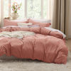 Picture of Bedsure Pink Clay Duvet Cover Queen Size - Soft Prewashed Queen Duvet Cover Set, 3 Pieces, 1 Duvet Cover 90x90 Inches with Zipper Closure and 2 Pillow Shams, Comforter Not Included