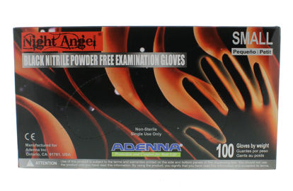 Picture of Adenna Night Angel 4 mil Nitrile Powder Free Exam Gloves (Black, Small) Box of 100