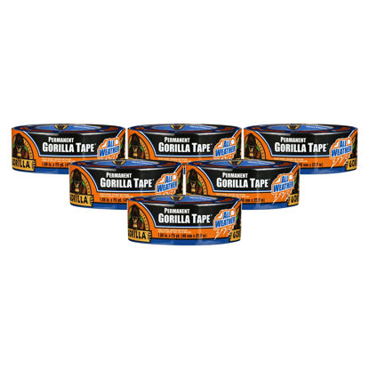 Picture of Gorilla All Weather Outdoor Waterproof Duct Tape, UV and Temperature Resistant, 1.88" x 25 yd, Black, (Pack of 6)