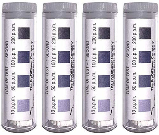 Picture of FryOilSaver Chlorine Test Strips for Restaurants, Precision Chlorine Test Paper, 4 x Vials of 100 Chlorine Sanitizer Test Strips, 10-200 ppm, Chlorine Test Strips, FMP 142-1362