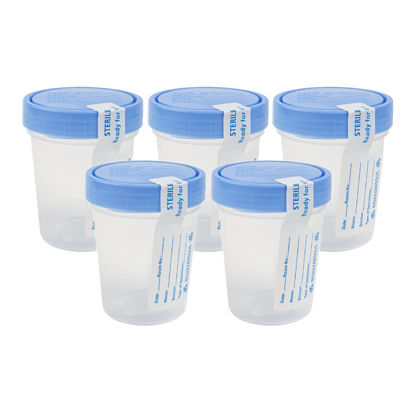 Picture of Dealmed Specimen Containers-Single Use Urine Specimen Cups, Screw on Leak Resistant Lid, Included ID Label, 4 oz, 5 Count