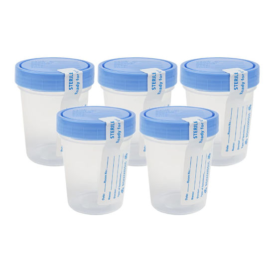 Picture of Dealmed Specimen Containers-Single Use Urine Specimen Cups, Screw on Leak Resistant Lid, Included ID Label, 4 oz, 5 Count