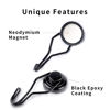 Picture of E BAVITE Swivel Swing Black Magnetic Hooks, 60lbs Heavy Duty Neodymium Magnetic Hooks with Black Epoxy Coating for Refrigerator, Cruise, BBQ Grill Tools etc, 2.66in in Length, Pack of 8