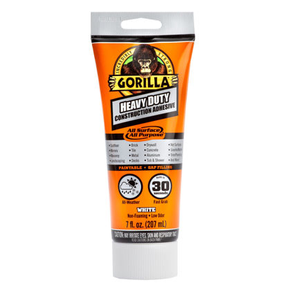 Picture of Gorilla Heavy Duty Construction Adhesive, 7 Ounce Squeeze Tube, White, (Pack of 1)