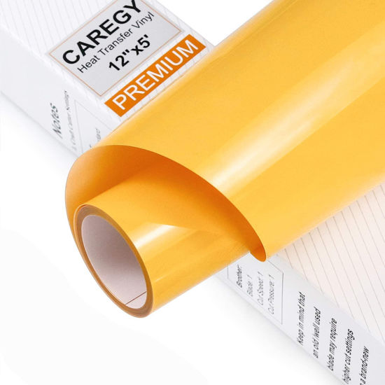 Picture of CAREGY Iron on Heat Transfer Vinyl Roll HTV (12''x5',Orange Yellow)