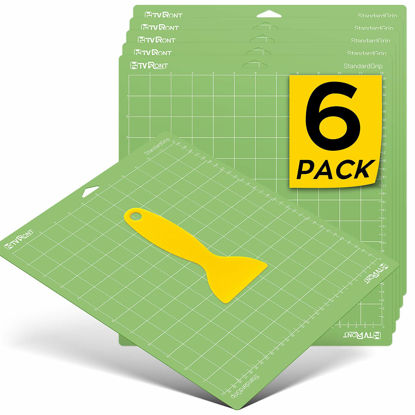 Picture of HTVRONT Standard Grip 6 Pack Cutting Mat 12x12 for Cricut Explore Air 2/Air/One/Maker， Standard Adhesive Sticky Quilting Replacement Accessories for Cricut