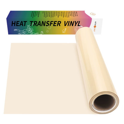 Picture of HTVRONT HTV Cream Heat Transfer Vinyl Rolls - 12" x 15ft Cream HTV Vinyl for Shirts, Cream Iron on Vinyl for All Cutter Machine - Easy to Cut & Weed for Heat Vinyl Design