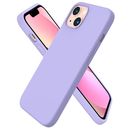 Picture of ORNARTO Compatible with iPhone 13 Case 6.1, Slim Liquid Silicone 3 Layers Full Covered Soft Gel Rubber Case Cover 6.1 inch-Light Purple