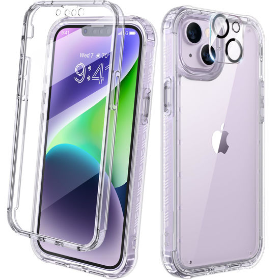 Picture of Diaclara Designed for iPhone 14 Case, Full Body Rugged Case with Built-in Touch Sensitive Anti-Scratch Screen Protector, with Camera Lens Protector for iPhone 14 6.1" (Clear)