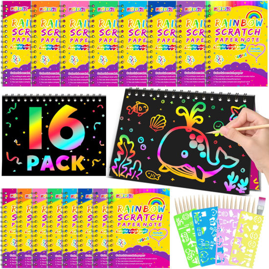 GetUSCart- pigipigi Scratch Paper Party Favor: 16 Pack Rainbow