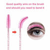 Picture of CHEFBEE 100PCS Disposable Eyelash Brush, Mascara Wands Makeup Brushes Applicators Kits for Eyelash Extensions and Eyebrow Brush with Container (Light Pink)