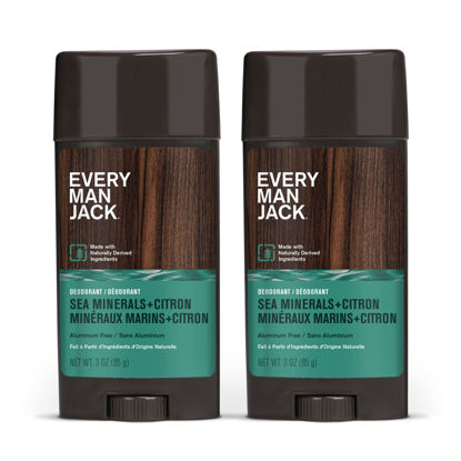 Picture of Every Man Jack Sea Minerals + Citron Men’s Aluminum Free Deodorant - Stay Fresh with Natural Deodorant For all Skin Types - Odor Crushing, Long Lasting, with Naturally Derived Ingredients - 3oz