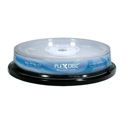 Picture of PLEXDISC 645-212 50 GB 6X Blu-ray Double Layer White Inkjet Recordable Disc BD-R DL, 10-Disc Spindle