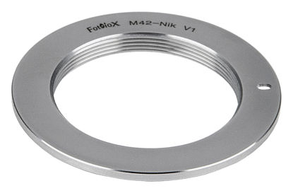 Picture of Fotodiox Pro Lens Mount Adapter - M42 Type 1 Screw Mount SLR Lens to Nikon F Mount SLR Camera Body