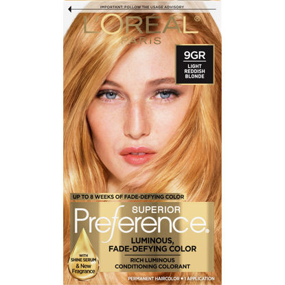 Picture of L'Oreal Paris Superior Preference Fade-Defying + Shine Permanent Hair Color, 9GR Light Golden Reddish Blonde, Pack of 1, Hair Dye