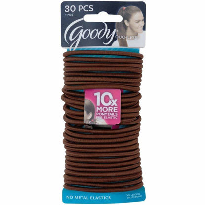 Picture of Goody Ouchless No Metal Elastics 4mm Chocolate Cake 30 Per Pack (total 90 count)