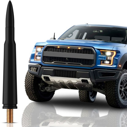 Picture of Bullet Antenna for Ford F150 (2009-2023) - Highly Durable Premium Truck Antenna 4.25 Inch - Car Wash-Proof Radio Antenna for FM AM - Black, 30 Caliber Design - Ford F150 Accessories