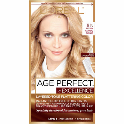 Picture of L'Oreal Paris Excellence Age Perfect Layered Tone Flattering Color, 8N Medium Natural Blonde Set (Packaging May Vary)