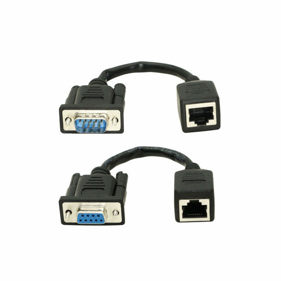 Picture of XMSJSIY DB9 RS232 to RJ45 Extender, DB9 9-Pin Serial Port Female&Male to RJ45 CAT5 CAT6 Ethernet LAN Extend Adapter Cable-2pcs (2-Cable)