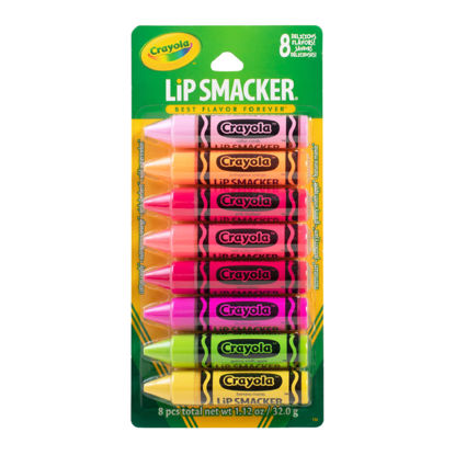 Picture of Lip Smacker Crayola Lip Balm Party Pack 8 Count, Cotton Candy, Orange, Sherbert, Watermelon, Berry, Apple, Banana