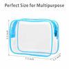 Picture of PACKISM Clear Cosmetic Bag, TSA Approved Clear Makeup Bag with Zipper Travel Clear Toiletry Bag, Beauty Quart Size Bag Carry on Airport Airline Compliant Bag, 3 Pack, Black White Blue