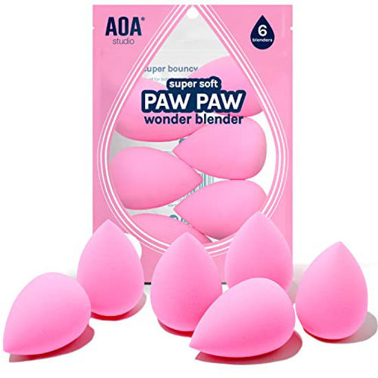 Picture of AOA Studio Collection makeup Sponge Set Latex Free and High-definition Set of 6 makeup Wonder blender For Powder Cream and Liquid, Super Soft Wonder Beauty Cosmetic