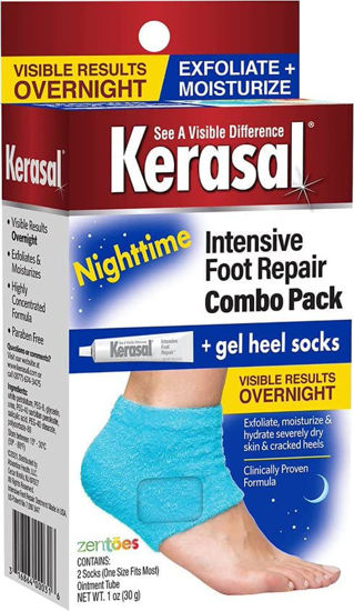 Picture of Kerasal Intensive Foot Repair Skin Healing Ointment, 1 Oz and Zen Toes Moisturizing Gel Socks, One Pair