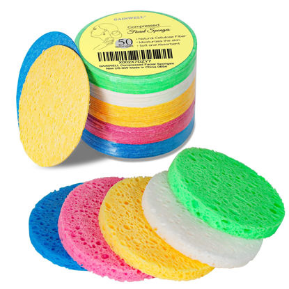 Picture of GAINWELL 50-Colored Natural Compressed Facial Sponges, for Facial Cleansing, Reusable & Eco-Friendly, 50 PCS