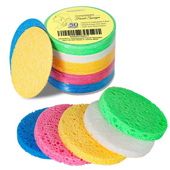 10 Pcs Cleansing Sponges for Face, Natural Cellulose Facial