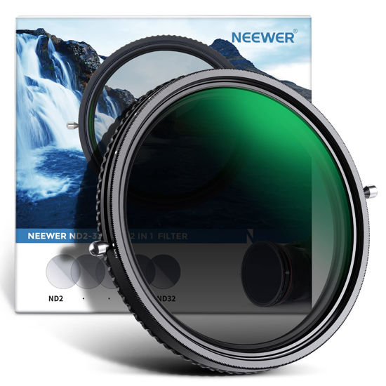 Picture of NEEWER 2 in 1 82mm Variable ND Filter ND2-ND32&CPL Filter(Circular Polarizer Filter) No X Cross/30 Layer Nano Coated/HD Optical Glass/Ultra Slim Aluminum Alloy Frame/Water Repellent/Scratch Resistant