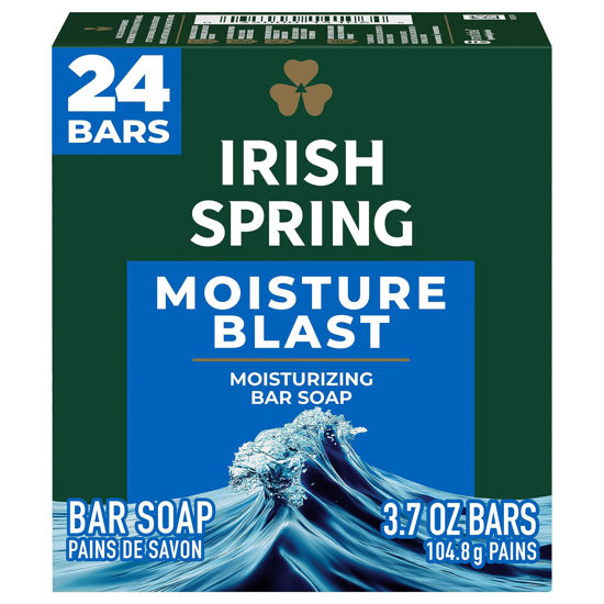 Picture of Irish Spring Bar Soap for Men, Moisture Blast, Men's Bar Soap, 3.7 Oz, 24 Pack