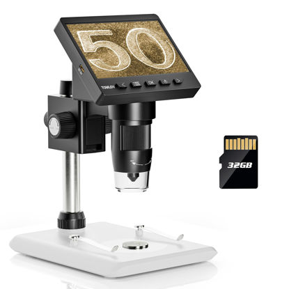 Picture of TOMLOV DM43 Coin Microscope | 4.3" LCD Digital Microscope 1000x, IPS Screen, 8 LED Lights, PC View, Windows Compatible(32GB microSD Card Included)