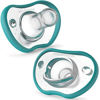 Picture of Nanobebe Baby Pacifiers 0-3 Month - Orthodontic, Curves Comfortably with Face Contour, Award Winning for Breastfeeding Babies, 100% Silicone - BPA Free. Perfect Baby Registry Gift 2pk,Teal