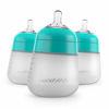 Picture of Nanobebe Flexy Silicone Baby Bottles, Anti-Colic, Natural Feel, Non-Collapsing Nipple, Non-Tip Stable Base, Easy to Clean - 3-Pack, Teal, 9 oz