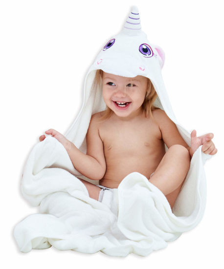 Picture of HIPHOP PANDA Bamboo Hooded Baby Towel - Soft Hooded Bath Towel for Babie, Toddler,Infant, Perfect for Boy and Girl (Unicorn, 30 x 40 Inch)