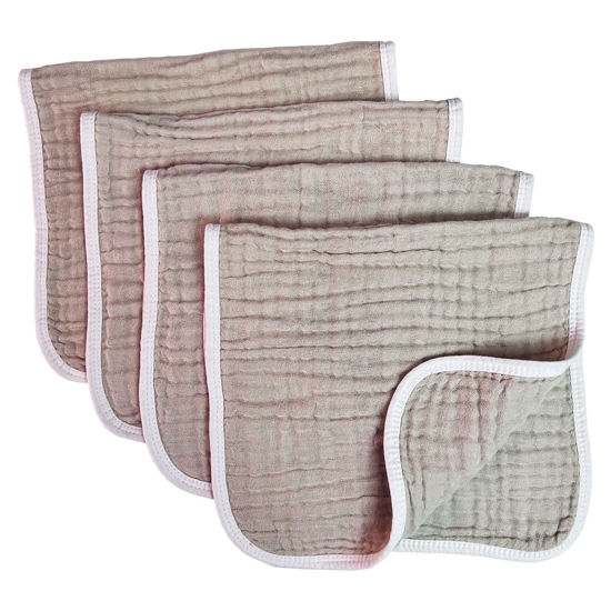 Picture of Synrroe Muslin Burp Cloths Large 20 by 10 Inches 100% Cotton 6 Layers Extra Absorbent and Soft 4 Pack Brown