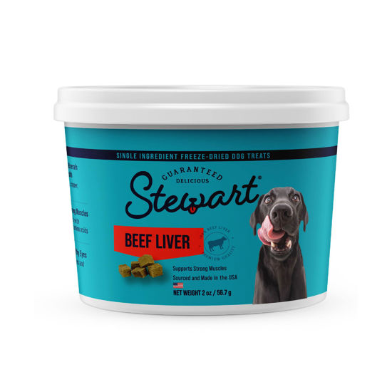 Picture of Stewart Freeze Dried Dog Treats, Beef Liver, Grain Free & Gluten Free, 2 Ounce Resealable Tub, Single Ingredient, Dog Training Treats