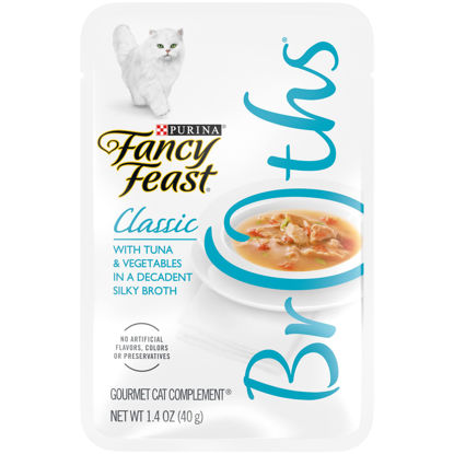 Picture of Purina Fancy Feast Grain Free, Limited Ingredient Wet Cat Food Complement, Broths Classic With Tuna - (16) 1.4 oz. Pouches