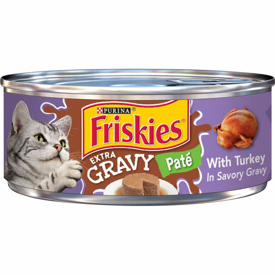 Picture of Purina Friskies Gravy Pate Wet Cat Food, Extra Gravy Pate With Turkey in Savory Gravy - (24) 5.5 oz. Cans