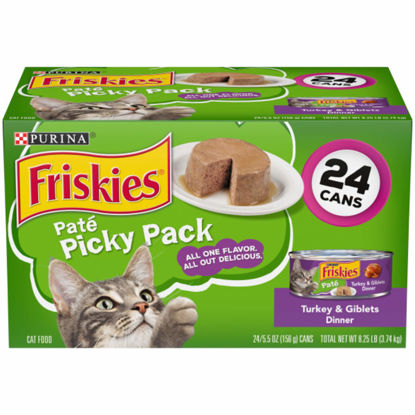 Picture of Purina Friskies Pate Wet Cat Food, Picky Pack Turkey & Giblets Dinner - (24) 5.5 oz. Cans