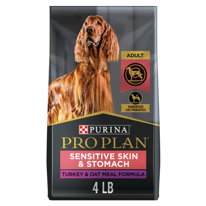 Picture of Purina Pro Plan Sensitive Skin and Stomach Dog Food with Probiotics for Dogs, Turkey & Oat Meal Formula - 4 lb. Bag